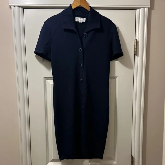 St. John Midnight Blue Short Sleeve Dress - Picture 1 of 3